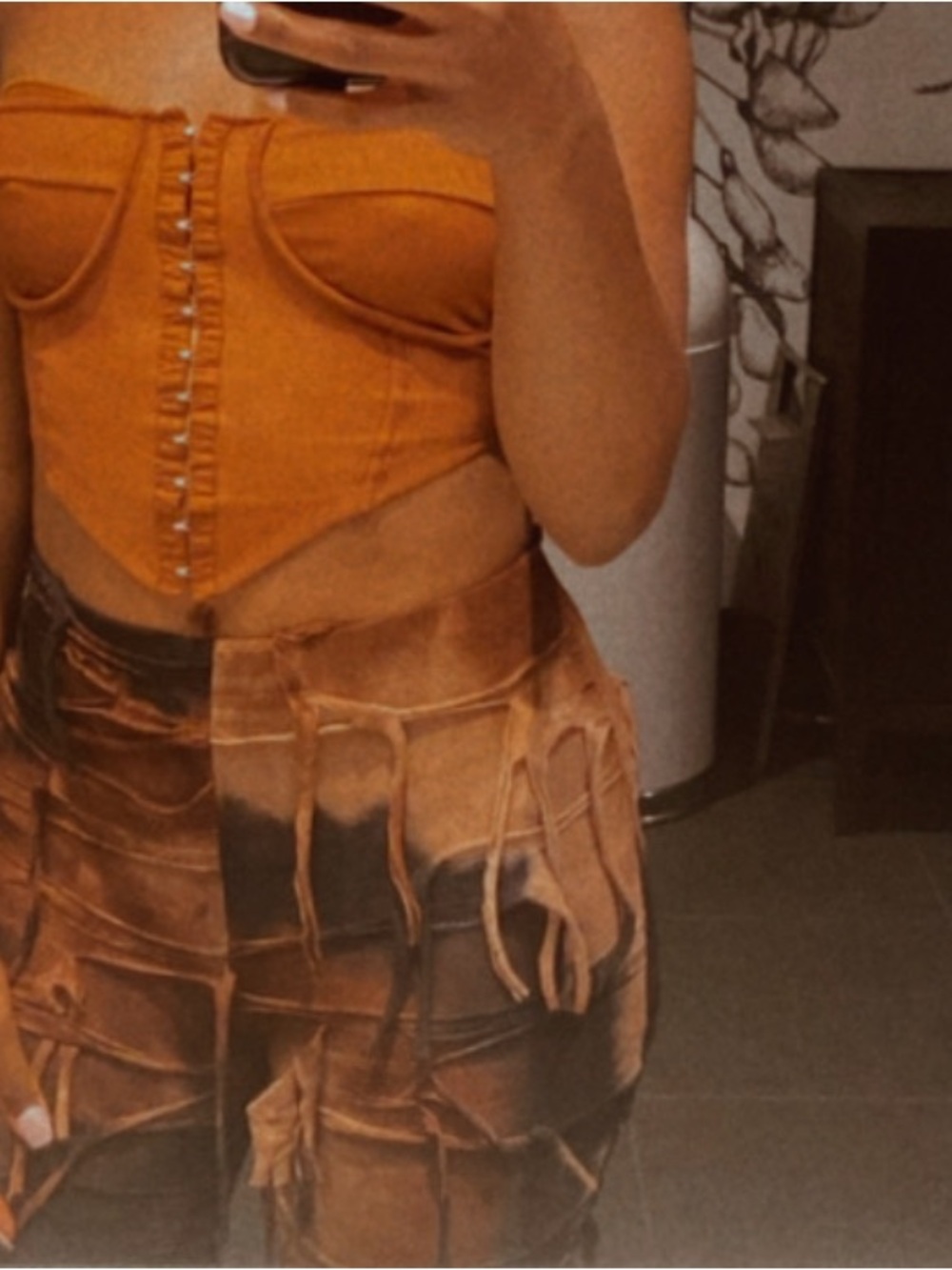 Fashion Nova Orange Strapless Corset Crop Top